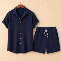 The Palermo Set - Relaxed lapel shirt and shorts in a breathable warm-weather weave 4
