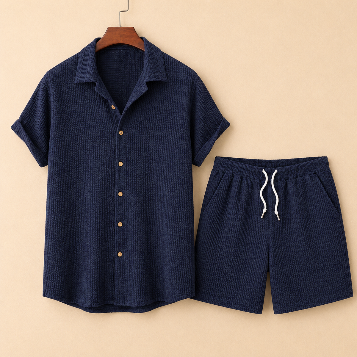 The Palermo Set - Relaxed lapel shirt and shorts in a breathable warm-weather weave