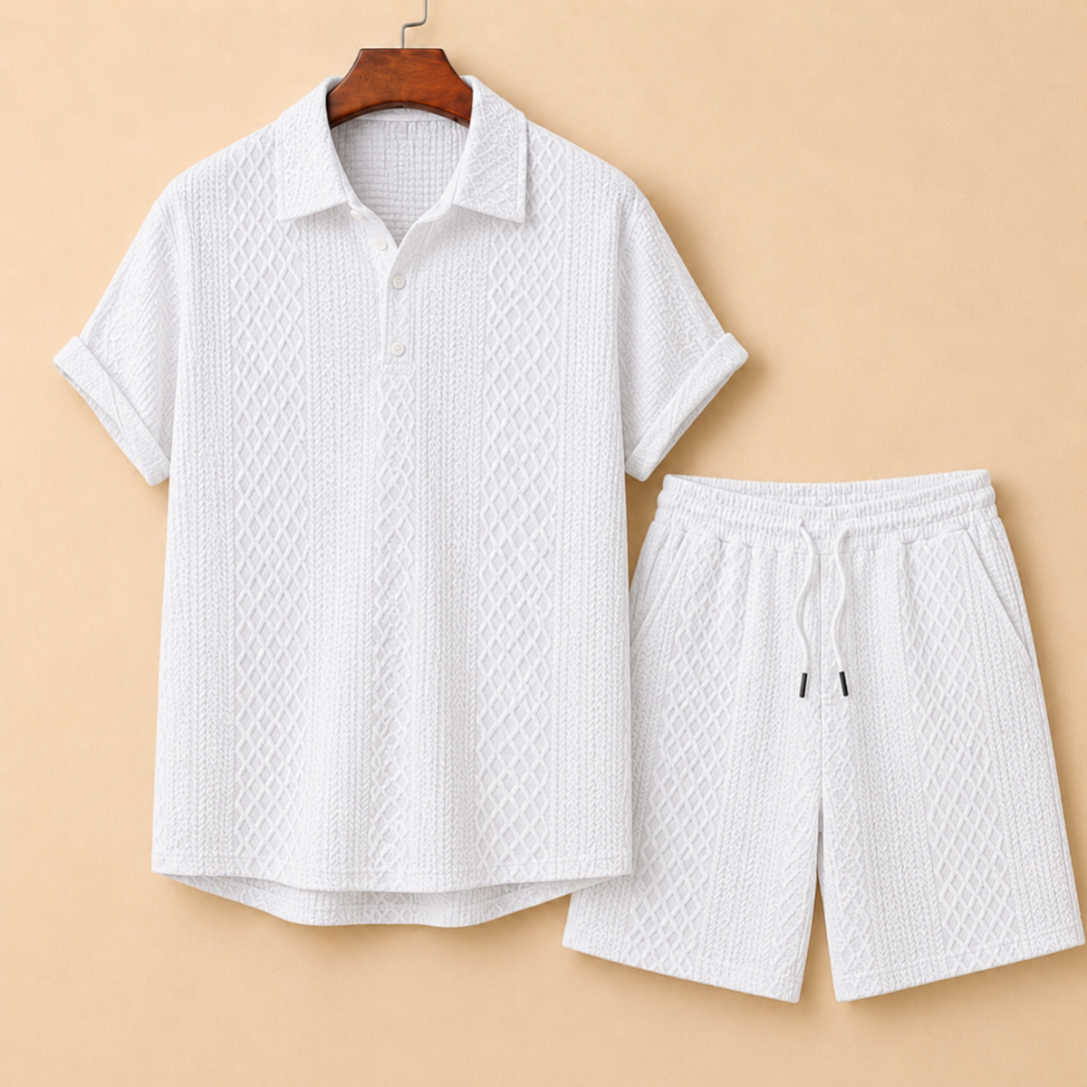The Monaco Set - Textured jacquard polo and shorts