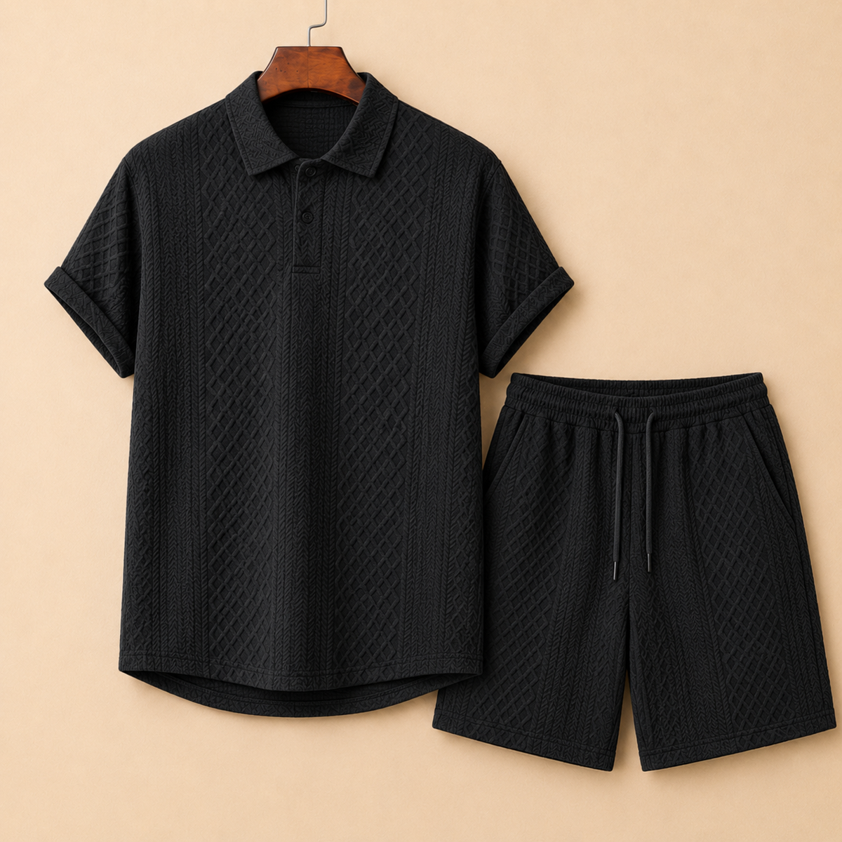 The Monaco Set - Textured jacquard polo and shorts