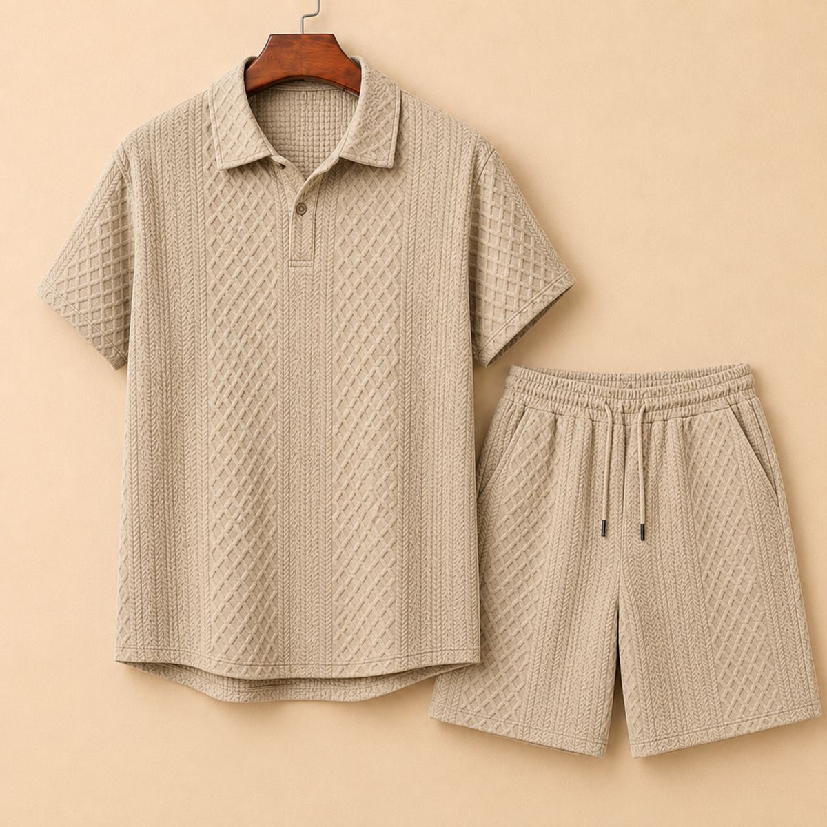 The Monaco Set - Textured jacquard polo and shorts