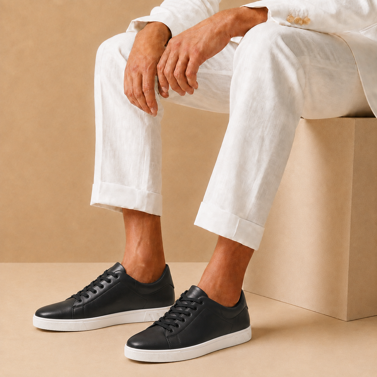 The Belgrave Sneaker - White full-grain leather court trainer