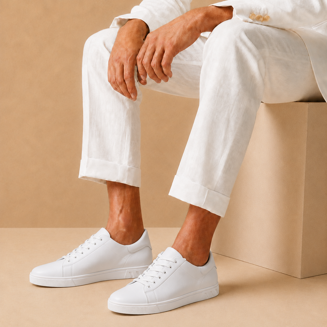 The Belgrave Sneaker - White full-grain leather court trainer