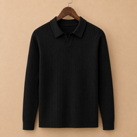 The Ambrose Long Sleeve - Fine-ribbed knit with a soft lapel collar and slim tailored fit 5