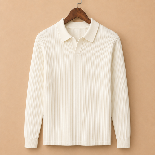The Ambrose Long Sleeve - Fine-ribbed knit with a soft lapel collar and slim tailored fit