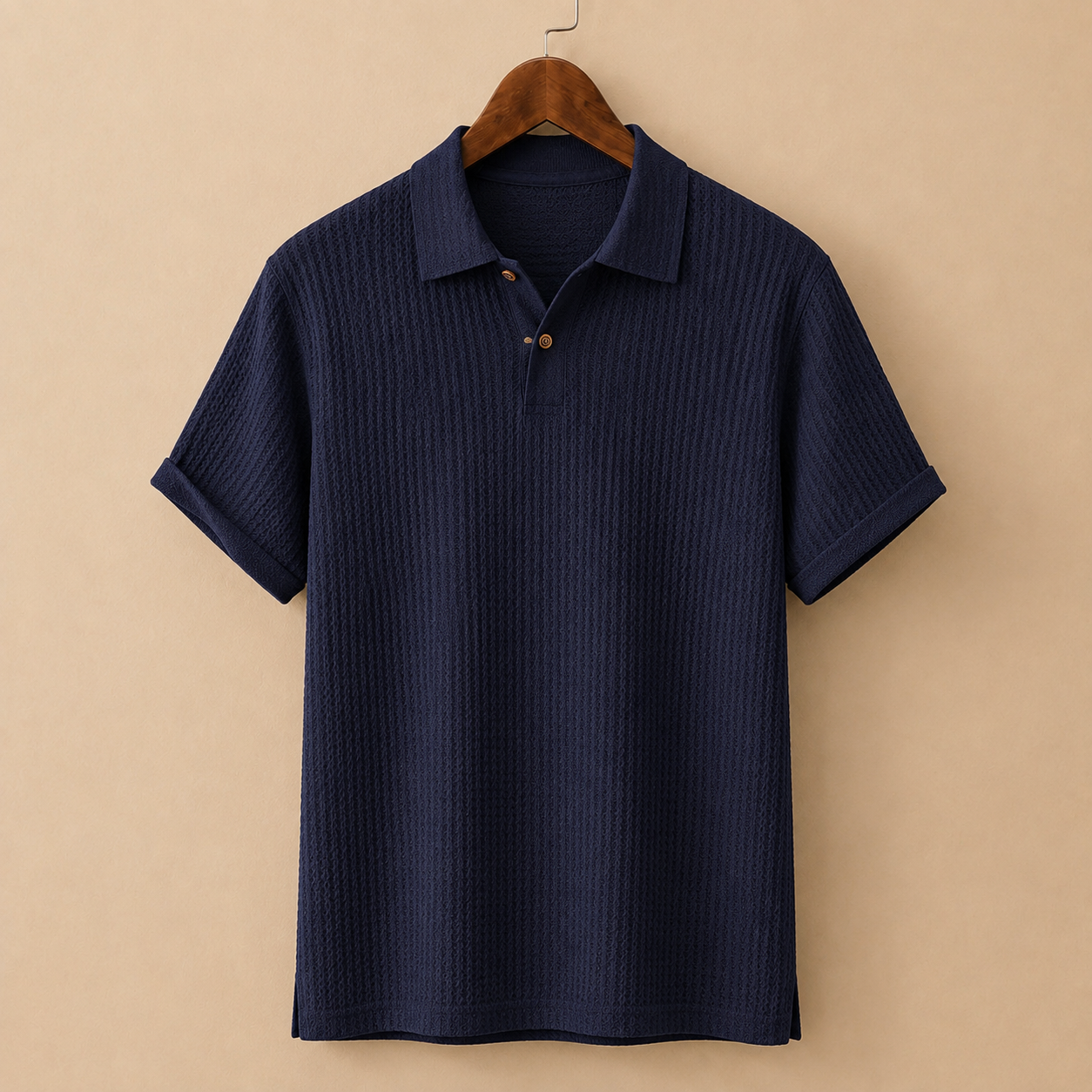 The Ambrose Polo - Diamond-textured knit with a relaxed lapel collar