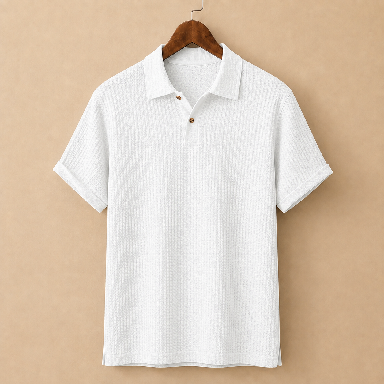 The Ambrose Polo - Diamond-textured knit with a relaxed lapel collar
