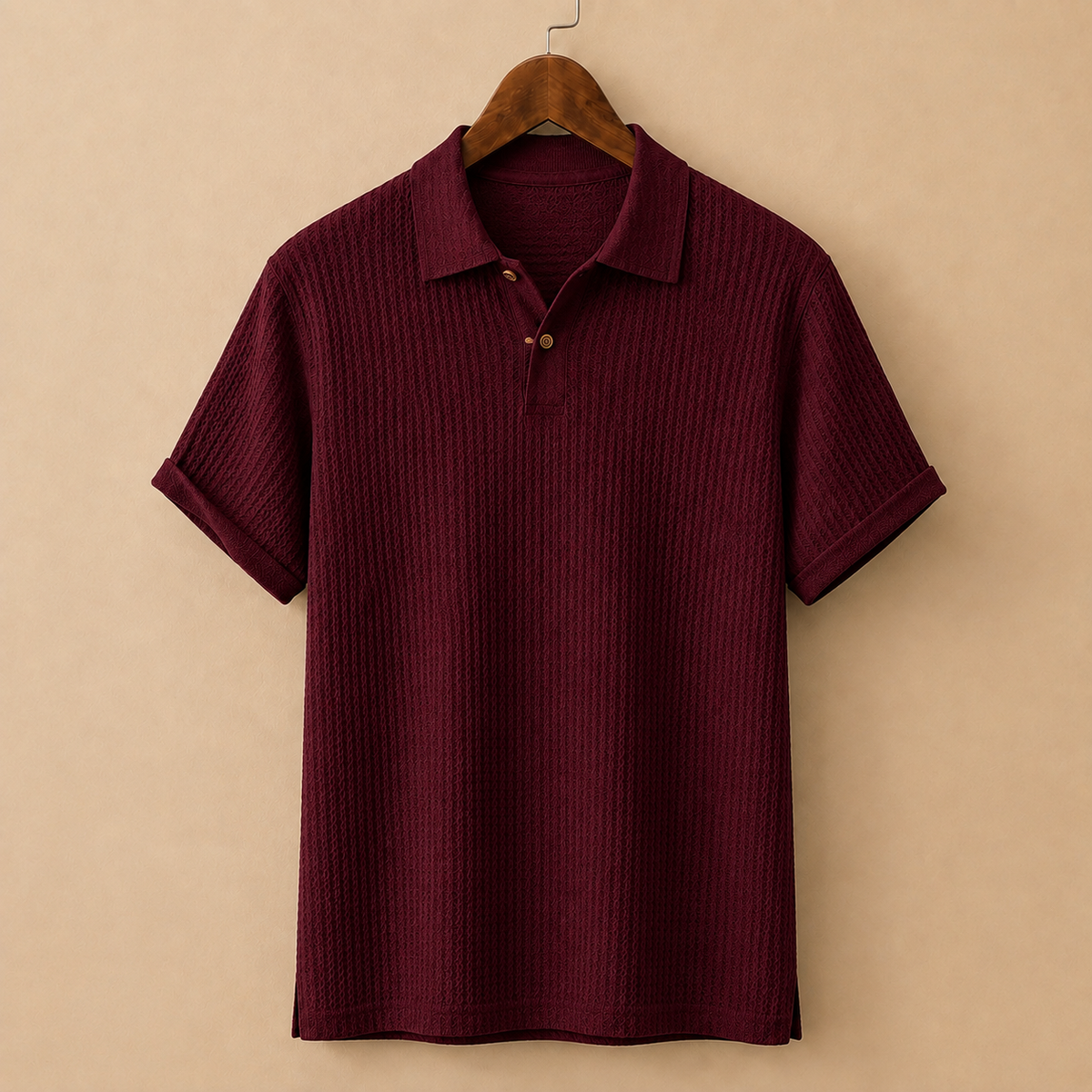 The Ambrose Polo - Diamond-textured knit with a relaxed lapel collar