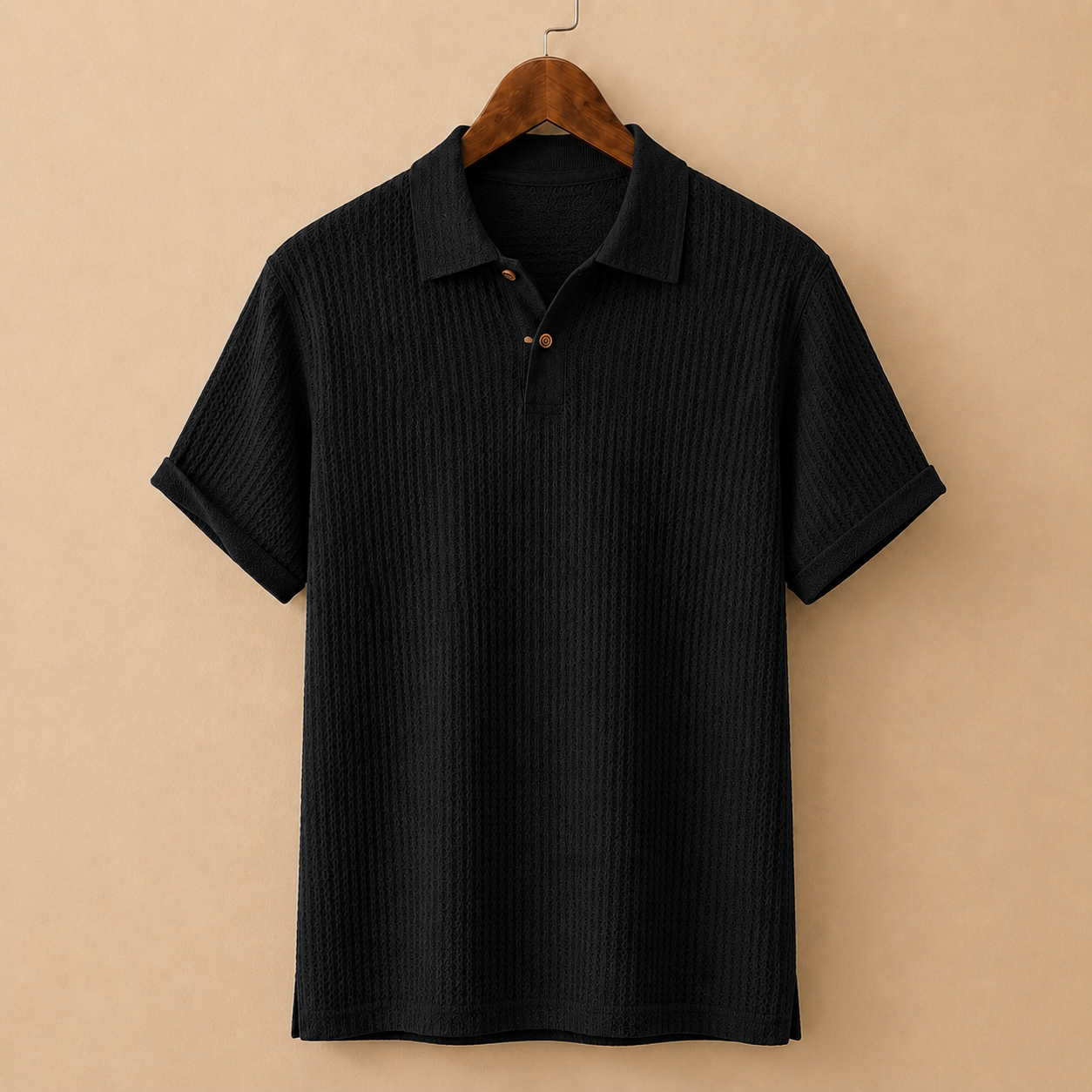 The Ambrose Polo - Diamond-textured knit with a relaxed lapel collar