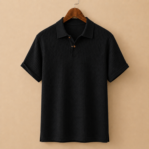 The Ambrose Polo - Diamond-textured knit with a relaxed lapel collar