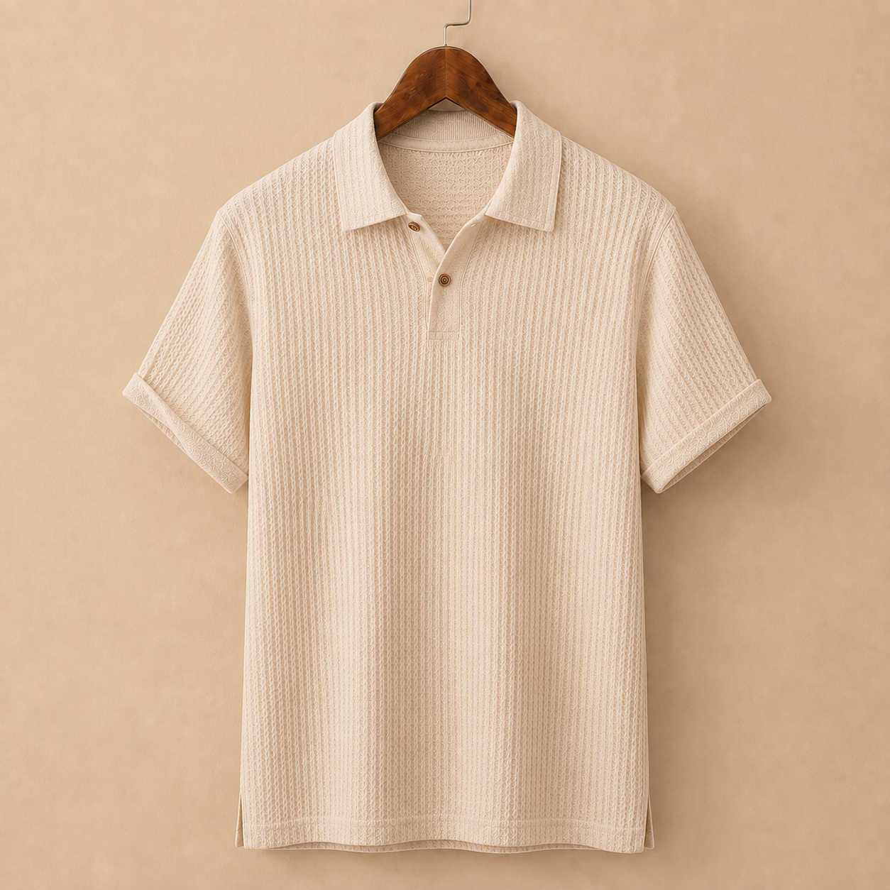 The Ambrose Polo - Diamond-textured knit with a relaxed lapel collar