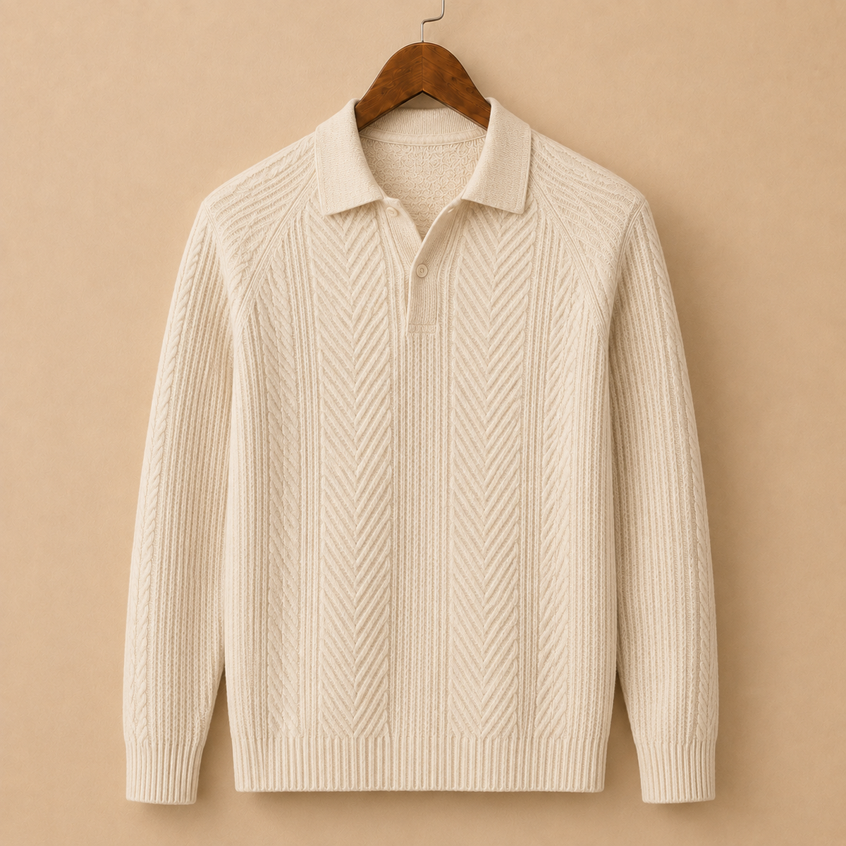 The Whitfield Sweater - twisted cable-knit pullover with a relaxed fit and lapel collar