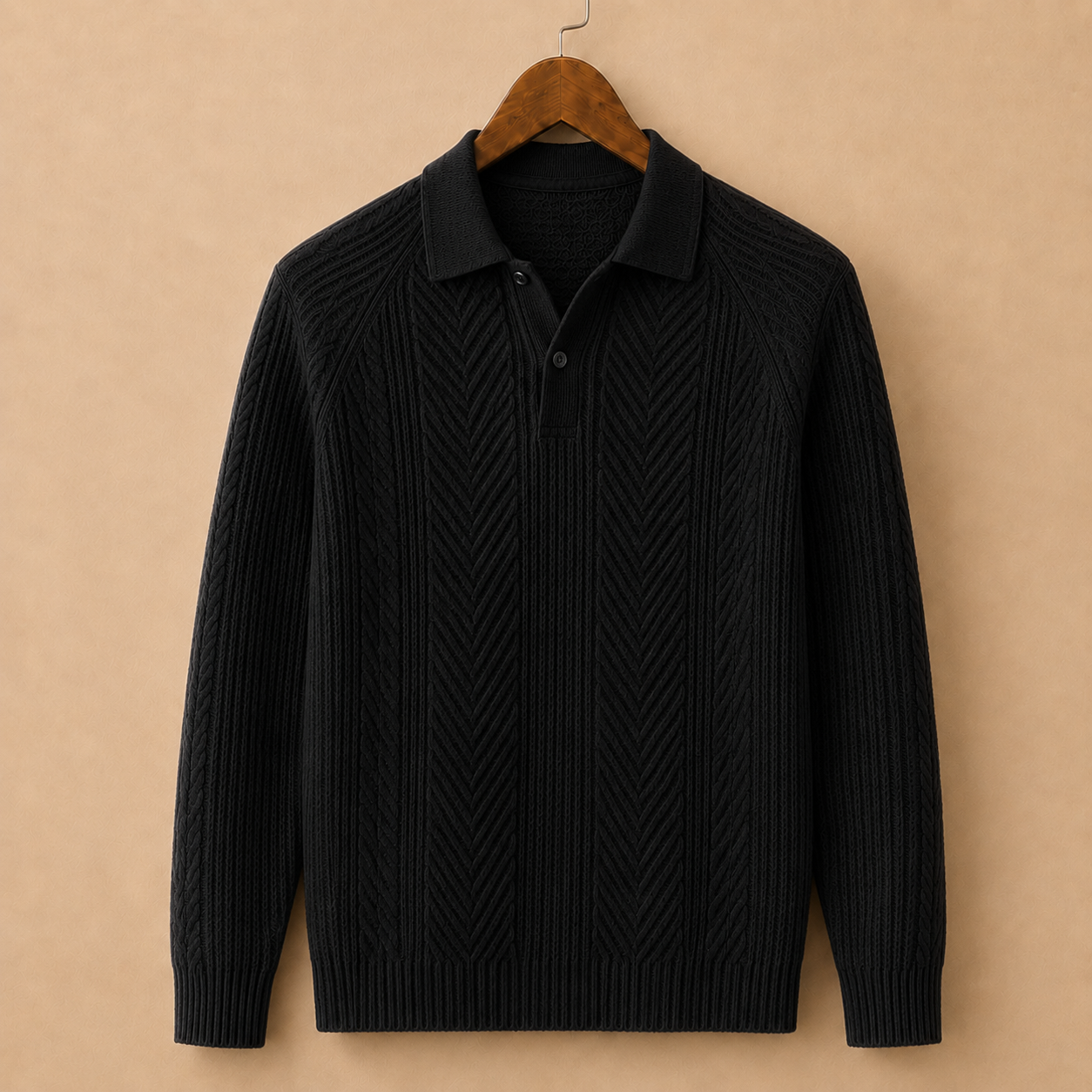 The Whitfield Sweater - twisted cable-knit pullover with a relaxed fit and lapel collar
