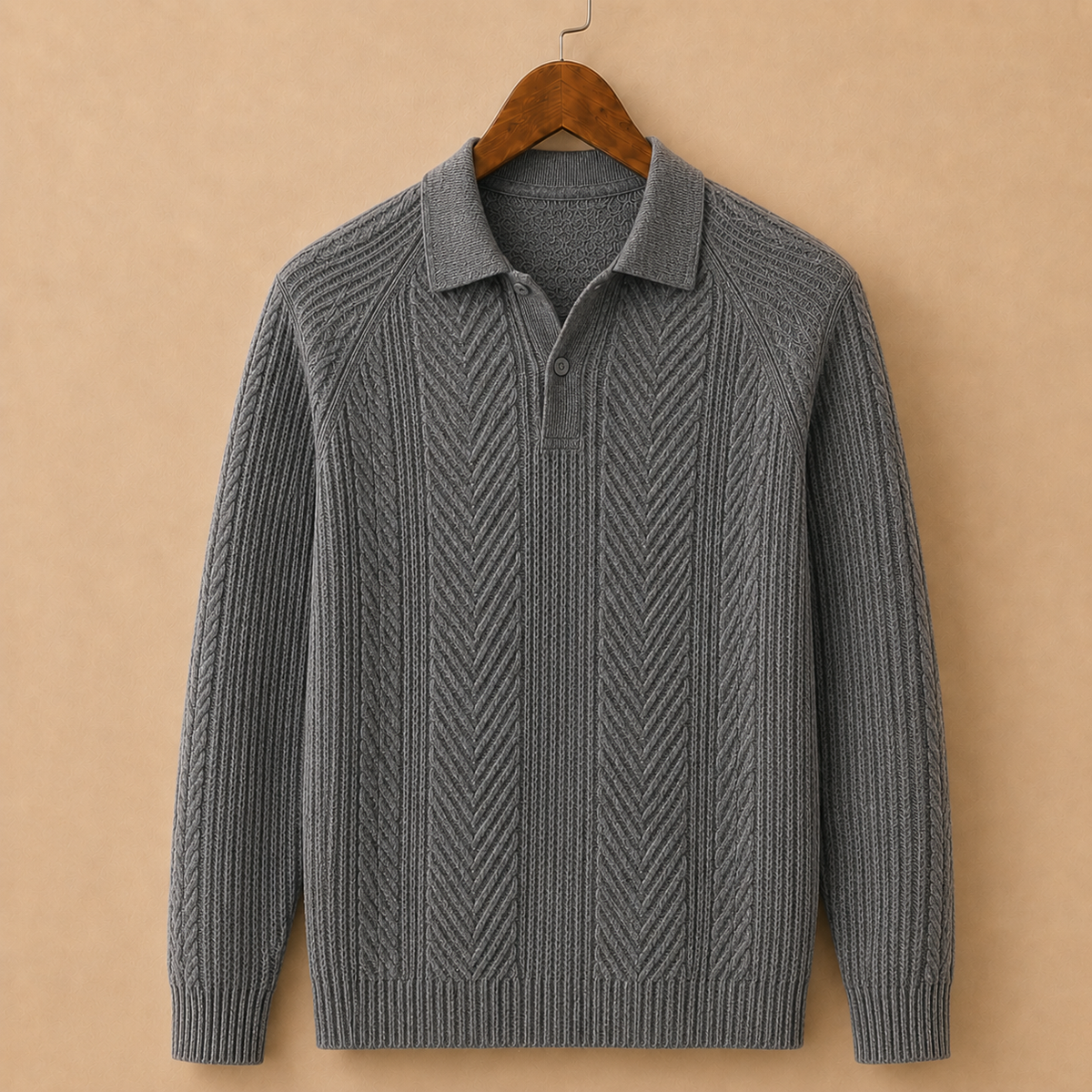 The Whitfield Sweater - twisted cable-knit pullover with a relaxed fit and lapel collar