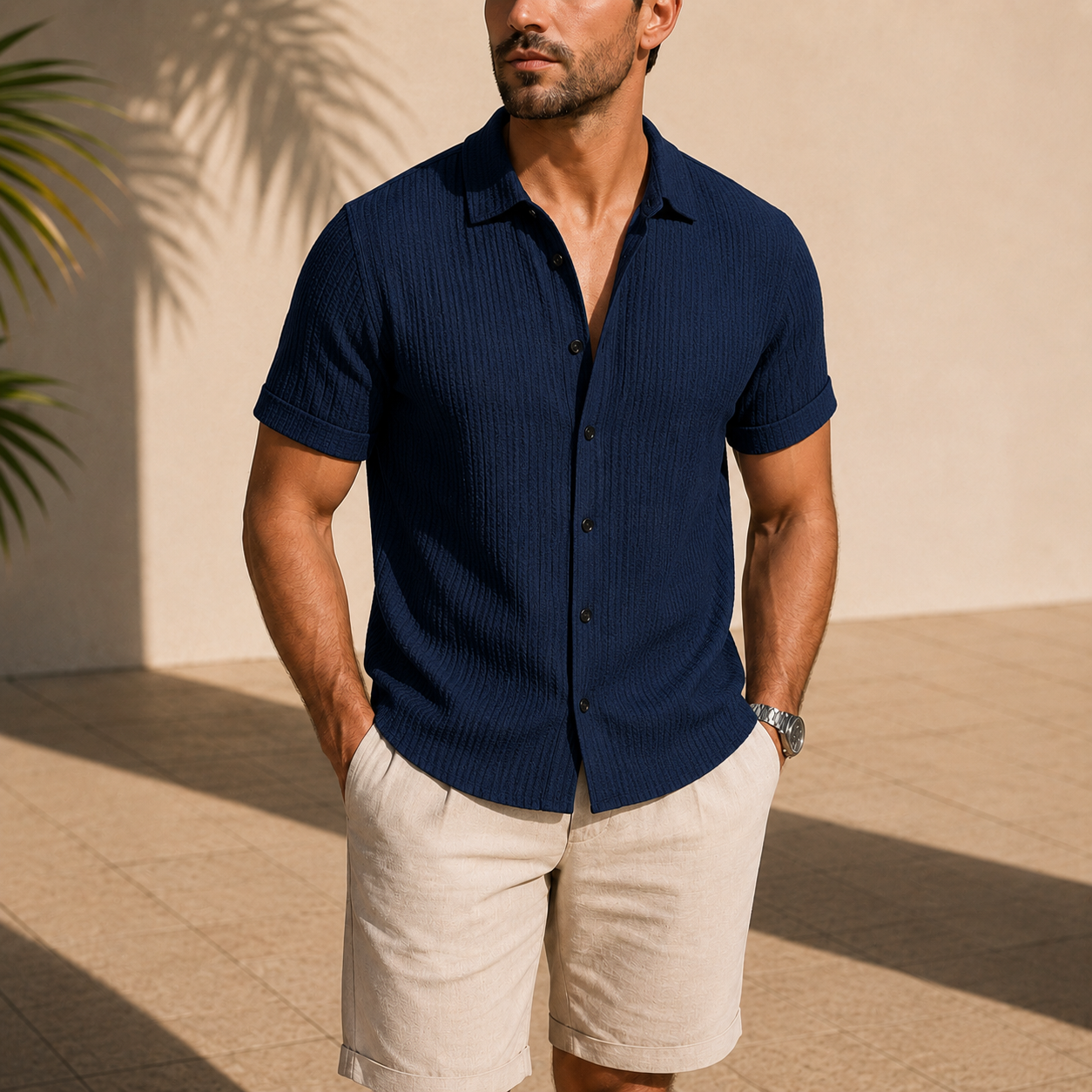 The Bordeaux Shirt - Cotton-blend corduroy with a stand collar and no-iron finish