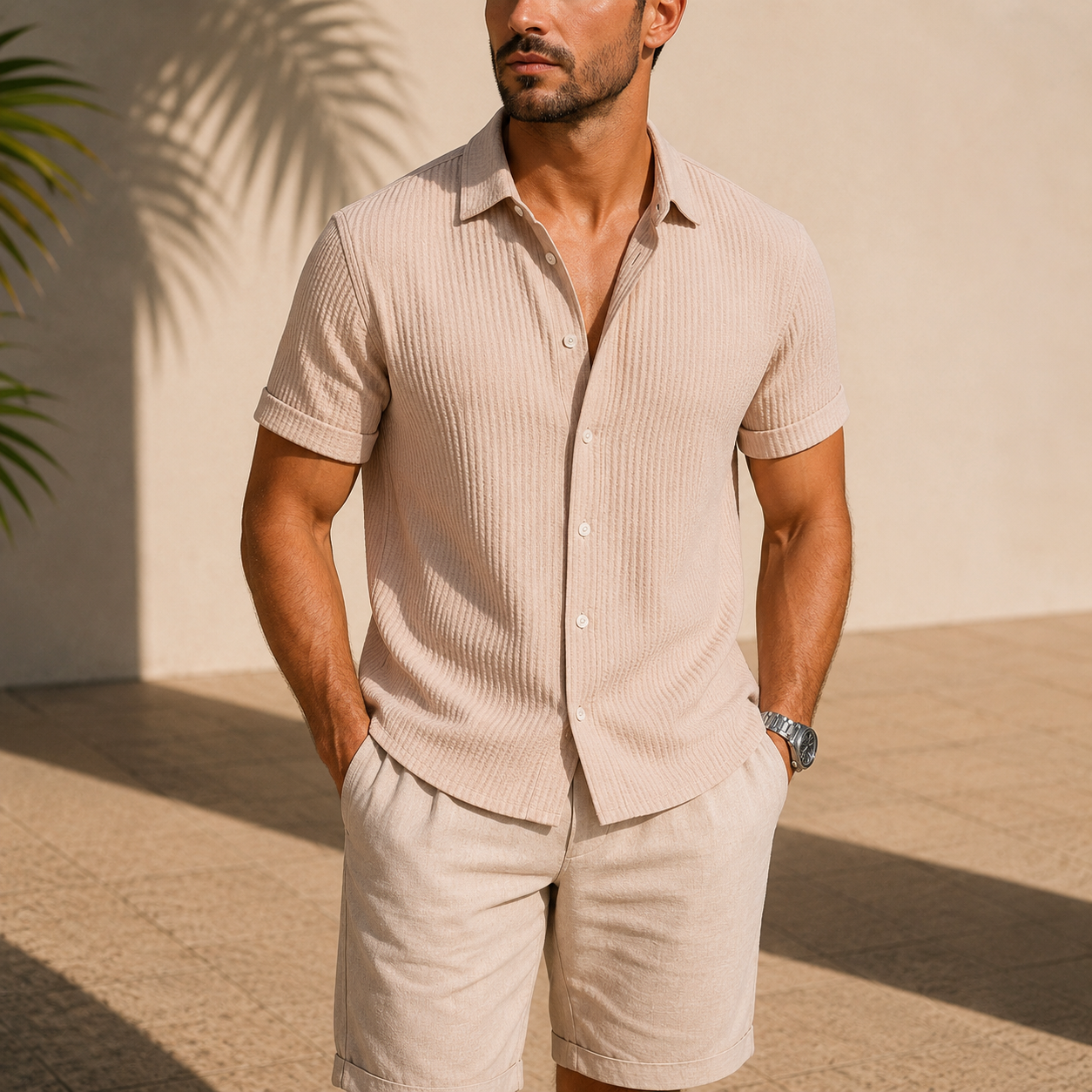 The Bordeaux Shirt - Cotton-blend corduroy with a stand collar and no-iron finish