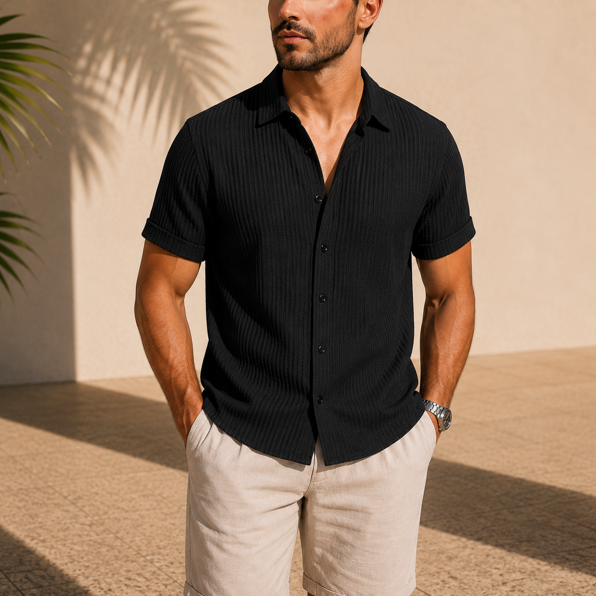 The Bordeaux Shirt - Cotton-blend corduroy with a stand collar and no-iron finish