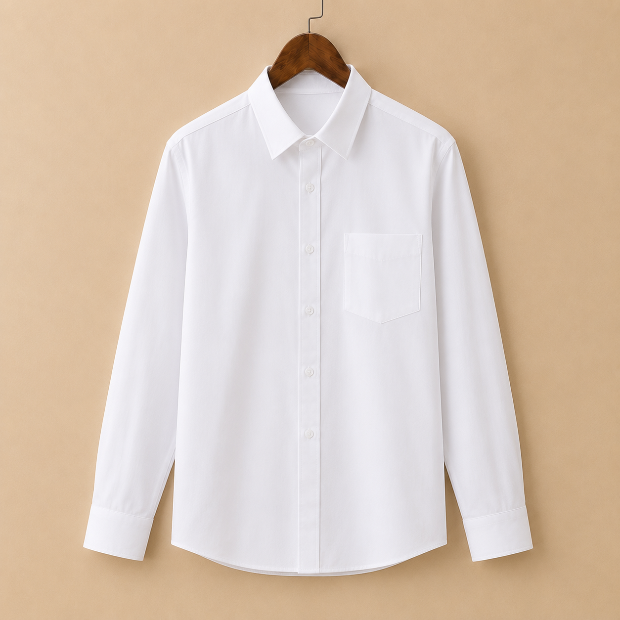 The Sterling Shirt - A tailored cotton-poly blend with a square collar and classic pinstripe pattern