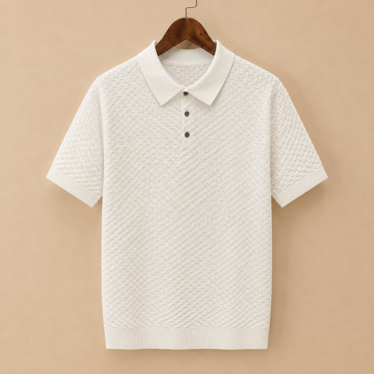 The Sutton Polo - a finely woven basketweave knit in breathable ice-silk fabric