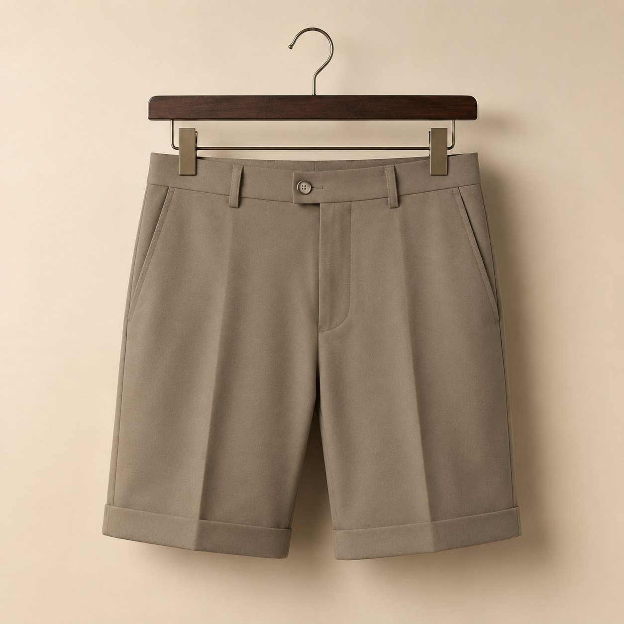 The Windsor Short - Tailored five-point cut with rolled cuffs in a drapey wrinkle-resistant blend