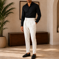 The Riviera Trouser - High-waist drape in a washed cotton-blend with a clean straight line 1