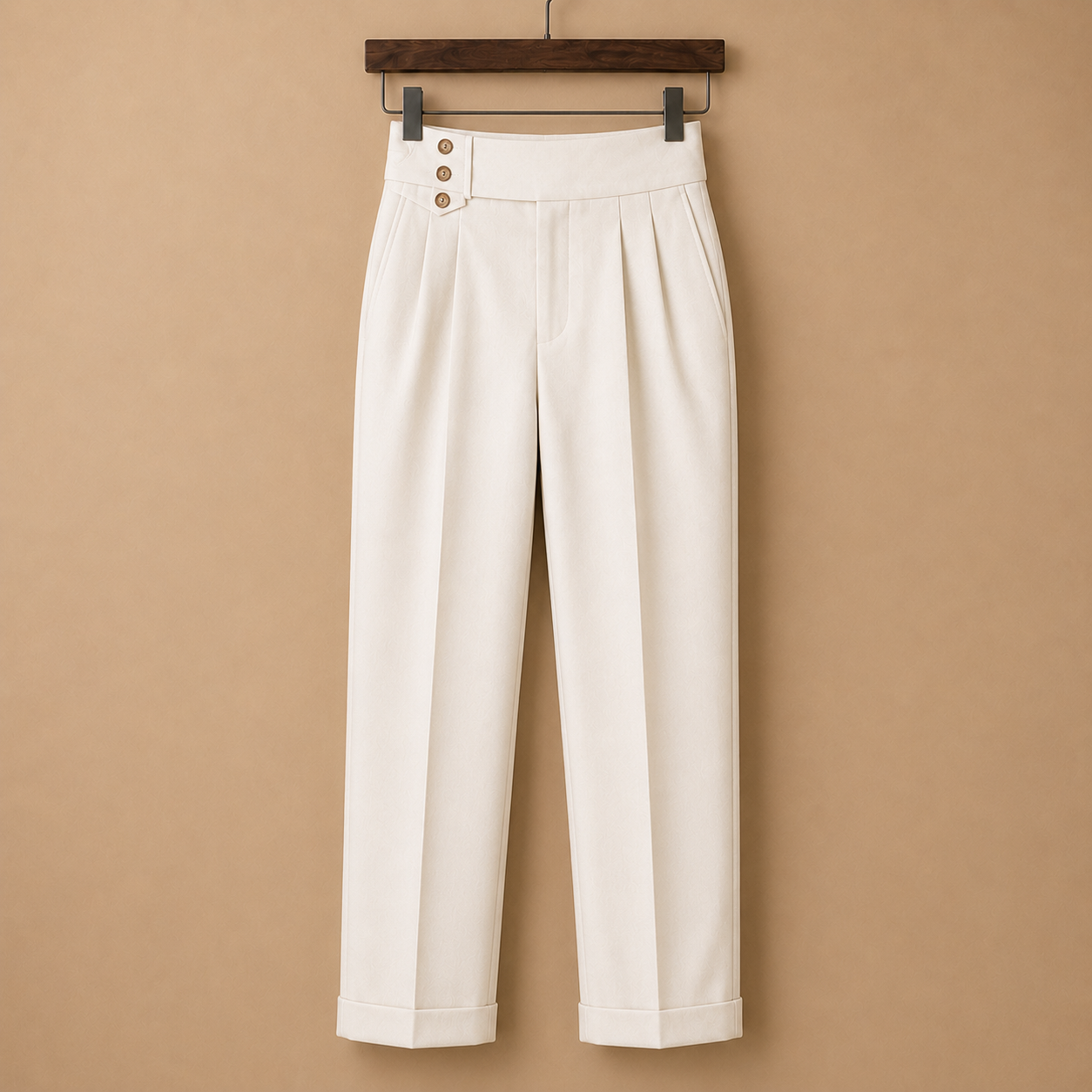 The Riviera Trouser - High-waist drape in a washed cotton-blend with a clean straight line