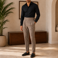 The Kensington Trouser - Herringbone wool-blend with a high waist and slim pencil line 1