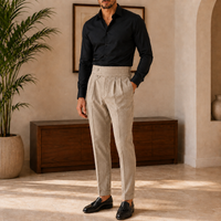 The Kensington Trouser - Herringbone wool-blend with a high waist and slim pencil line 4
