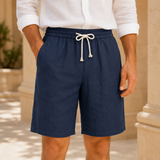 Le Short Positano – short à cordon en mélange de lin, pensé pour la légèreté estivale