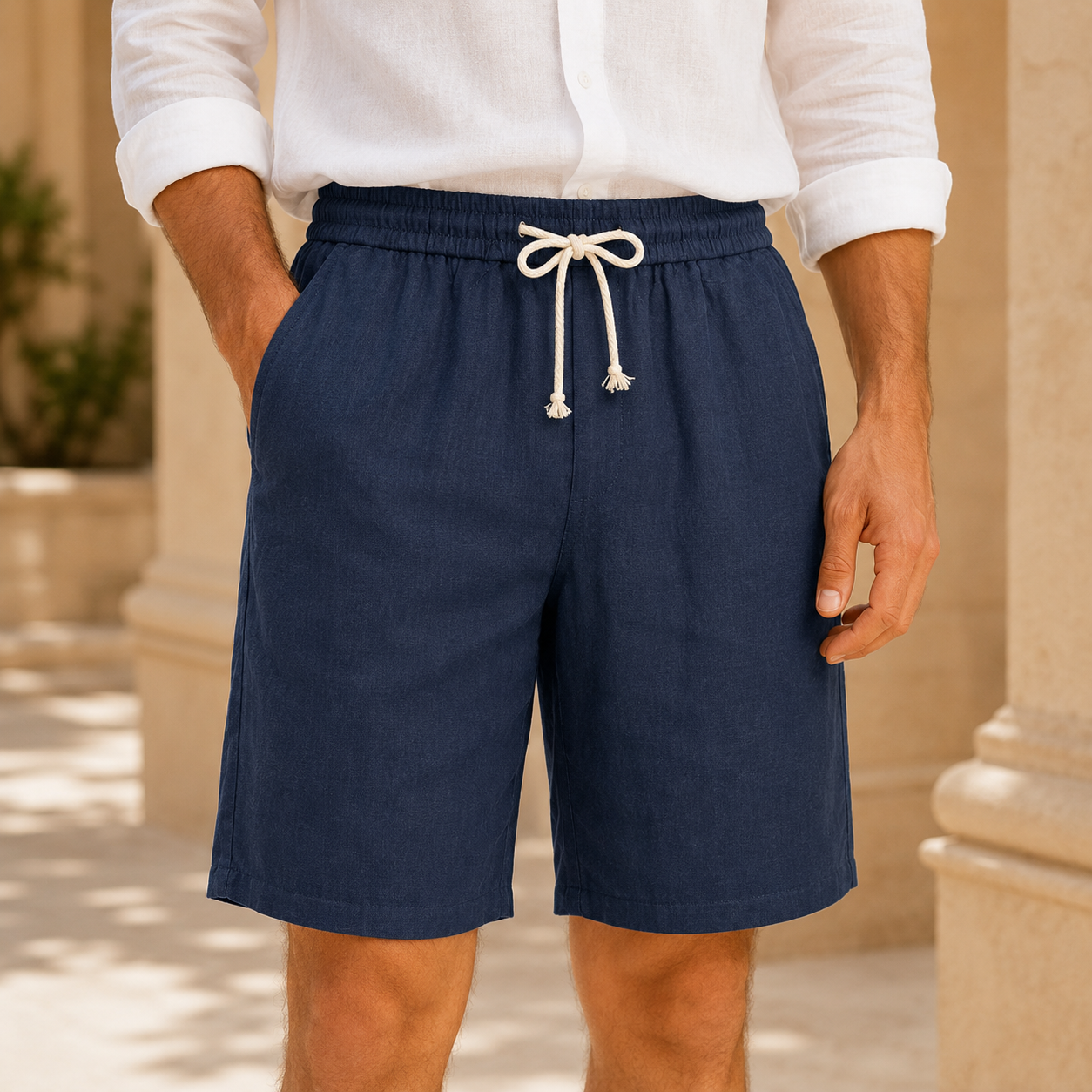 The Positano Short - Linen-blend drawstring short built for warm-weather ease