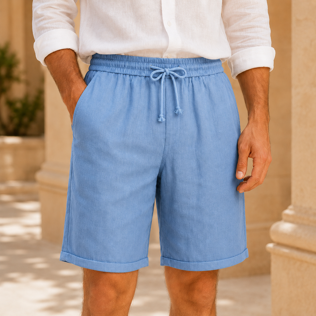 The Positano Short - Linen-blend drawstring short built for warm-weather ease