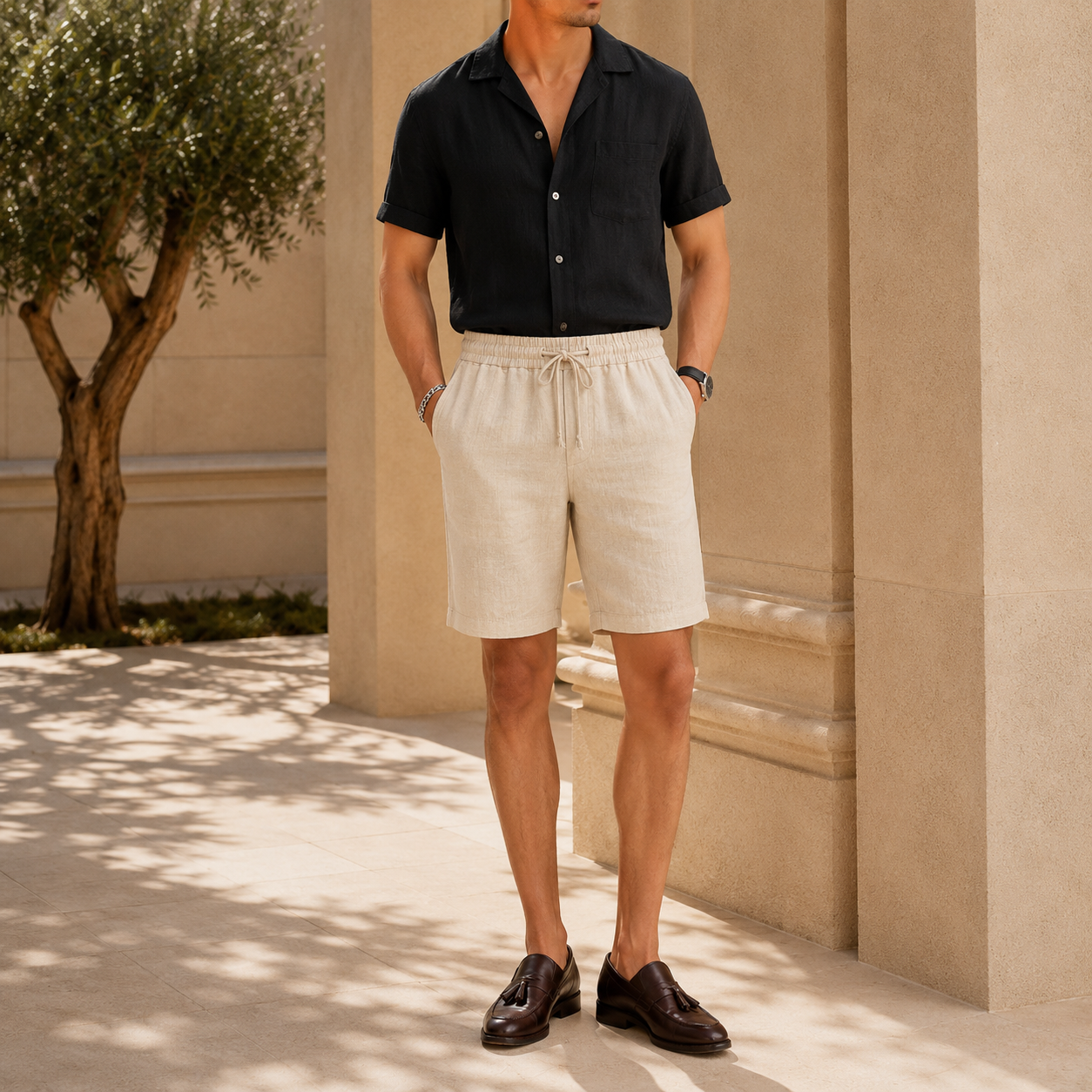 The Positano Short - Men's Linen Drawstring Shorts | BEARING