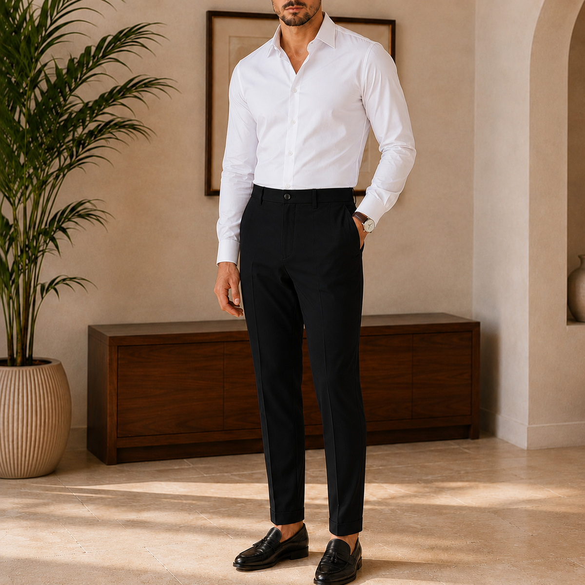 The Everett Trouser - Ice-silk stretch fabric, wrinkle-resistant and water-repellent tailoring