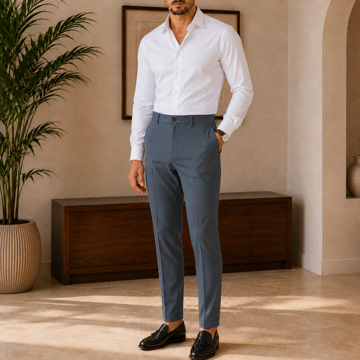 The Everett Trouser - Ice-silk stretch fabric, wrinkle-resistant and water-repellent tailoring