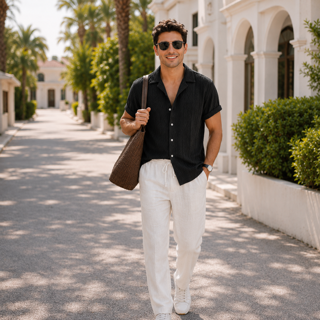 The Havana Set - Printed short-sleeve lapel shirt with matching trousers