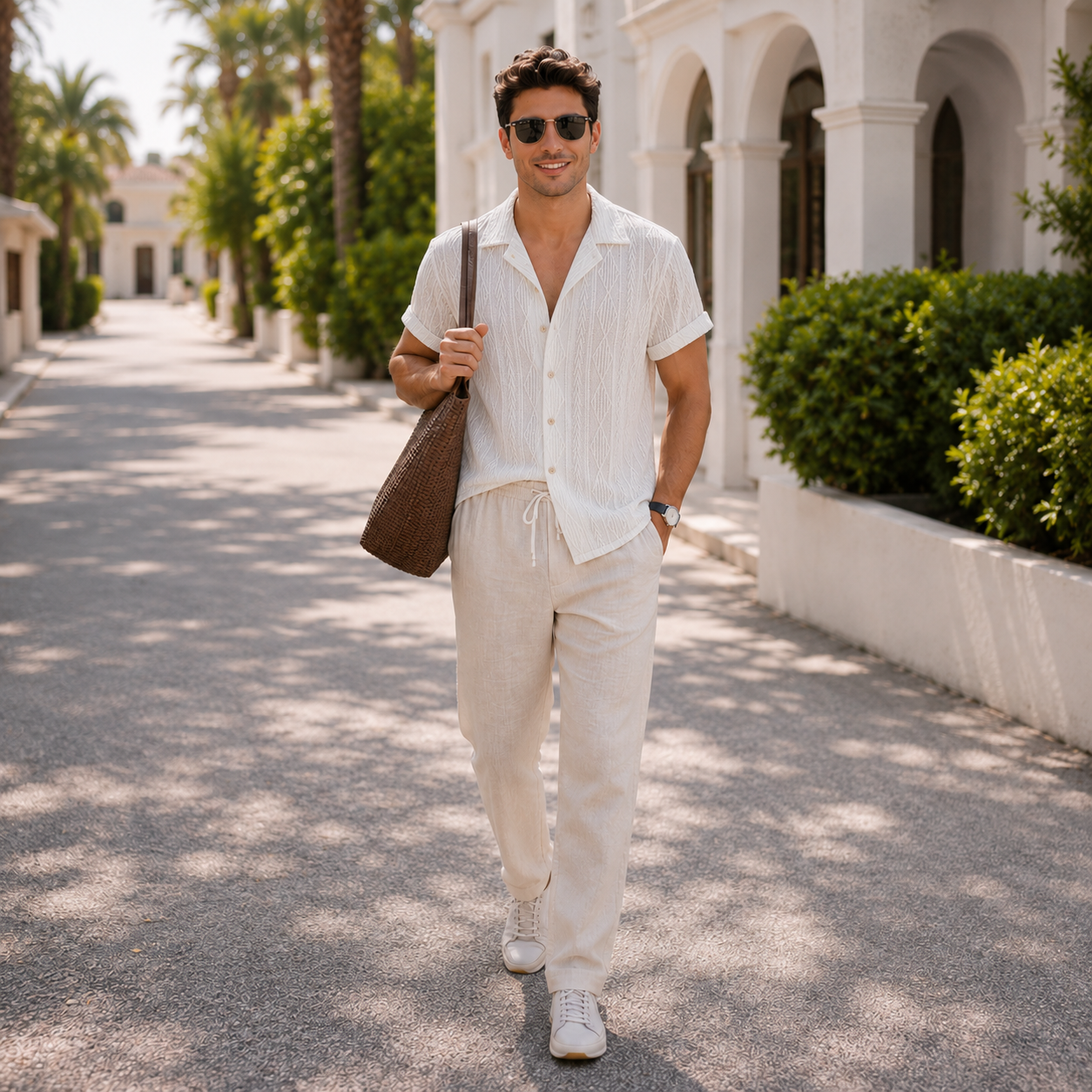 The Havana Set - Printed short-sleeve lapel shirt with matching trousers
