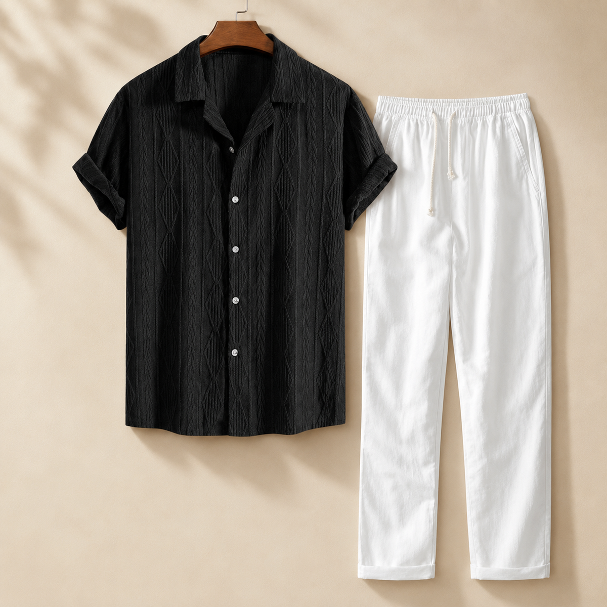 The Havana Set - Printed short-sleeve lapel shirt with matching trousers