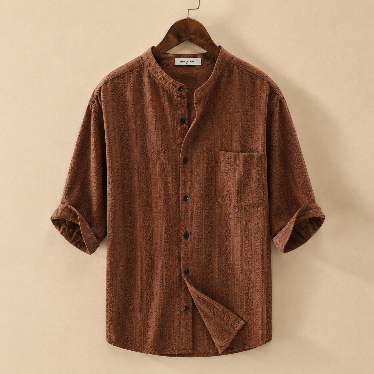 The Ischia Shirt - a textured, breathable weave with retro cut-out detailing
