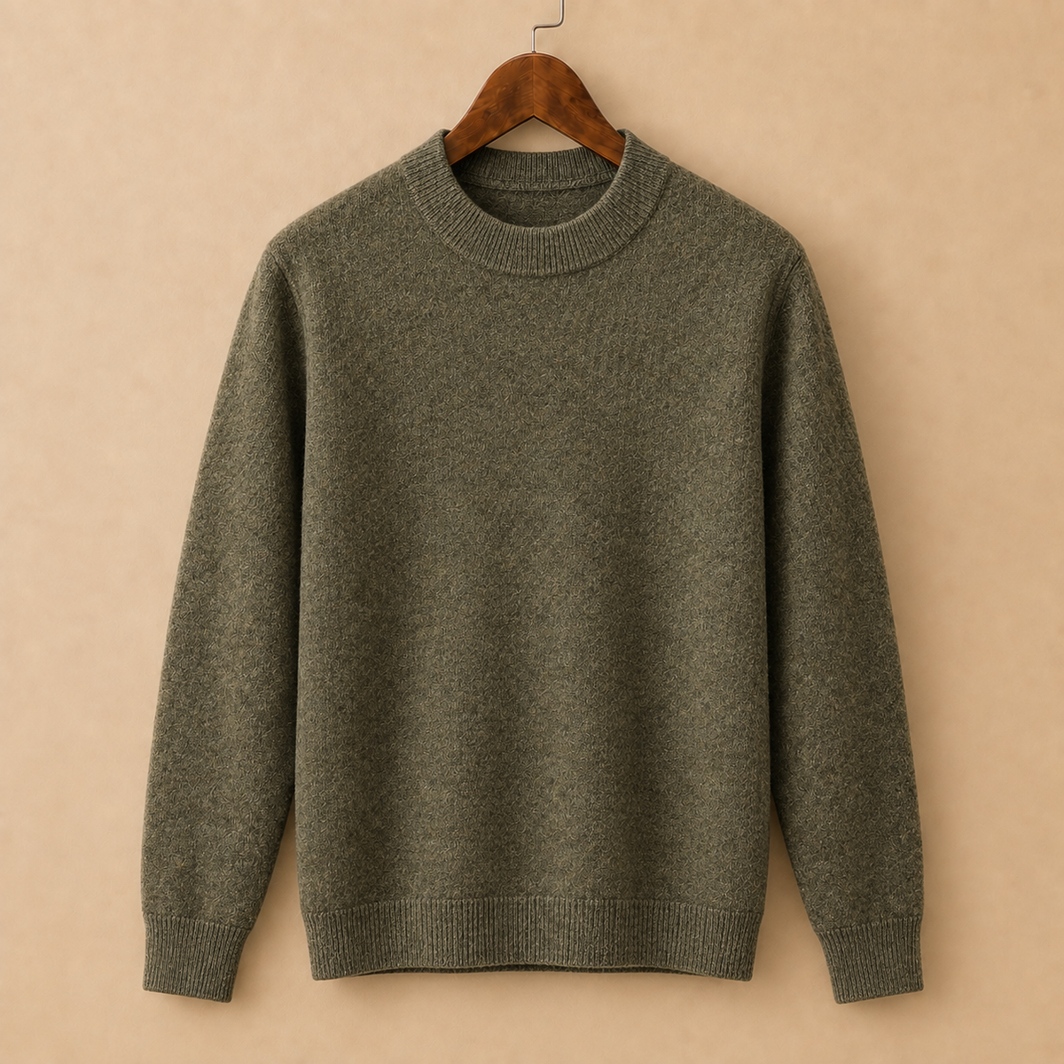 The Alderley Wool Sweater in Olive, fine-gauge knit