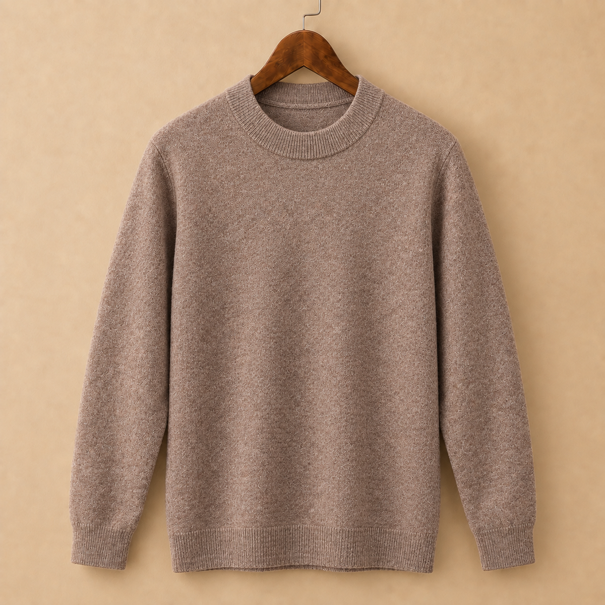 The Alderley Wool Sweater in Charcoal on a hanger