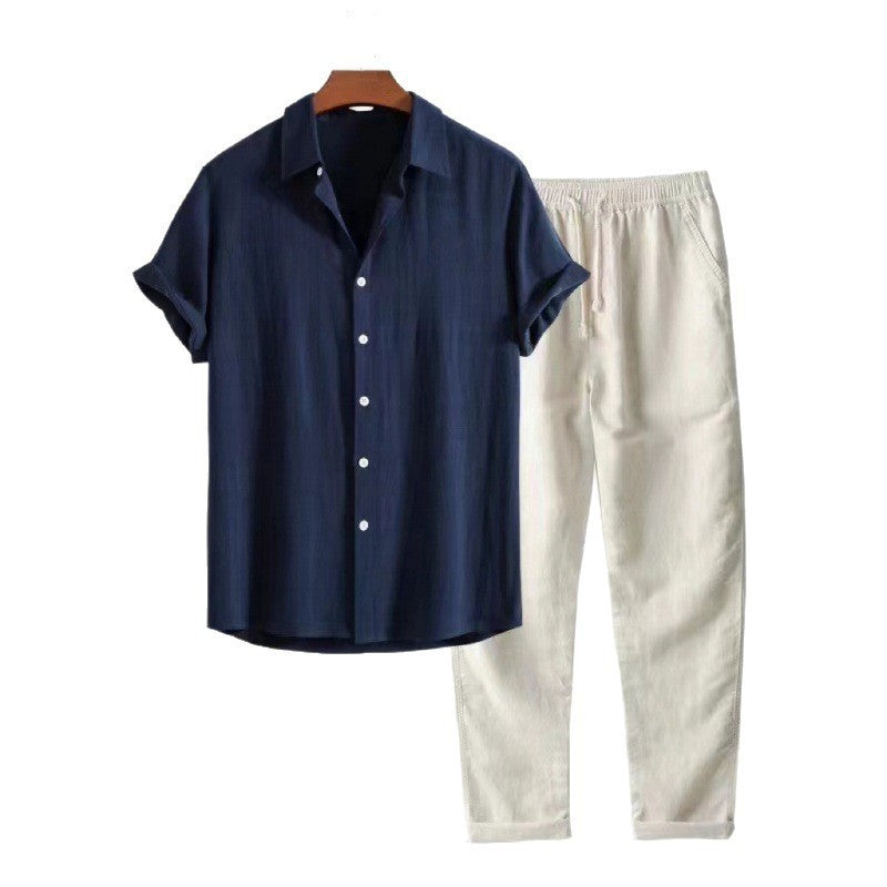 The Capri Set - a relaxed lapel-collar shirt paired with elastic-waist trousers