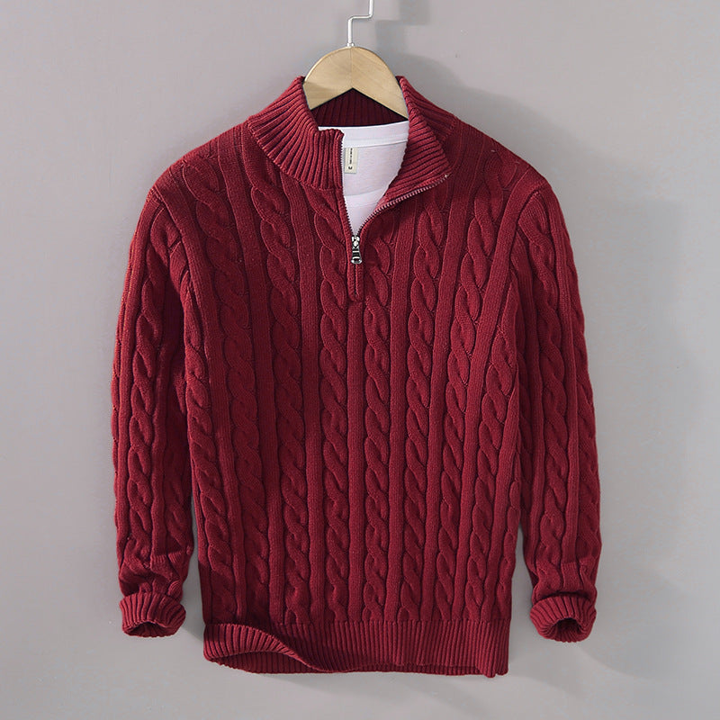 The Hawthorne Sweater - Thickened cotton cable knit with a half-turtleneck collar