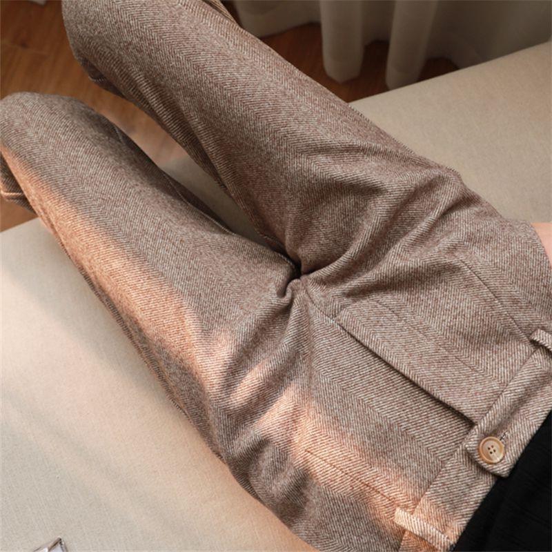 The Kensington Trouser - Herringbone wool-blend with a high waist and slim pencil line