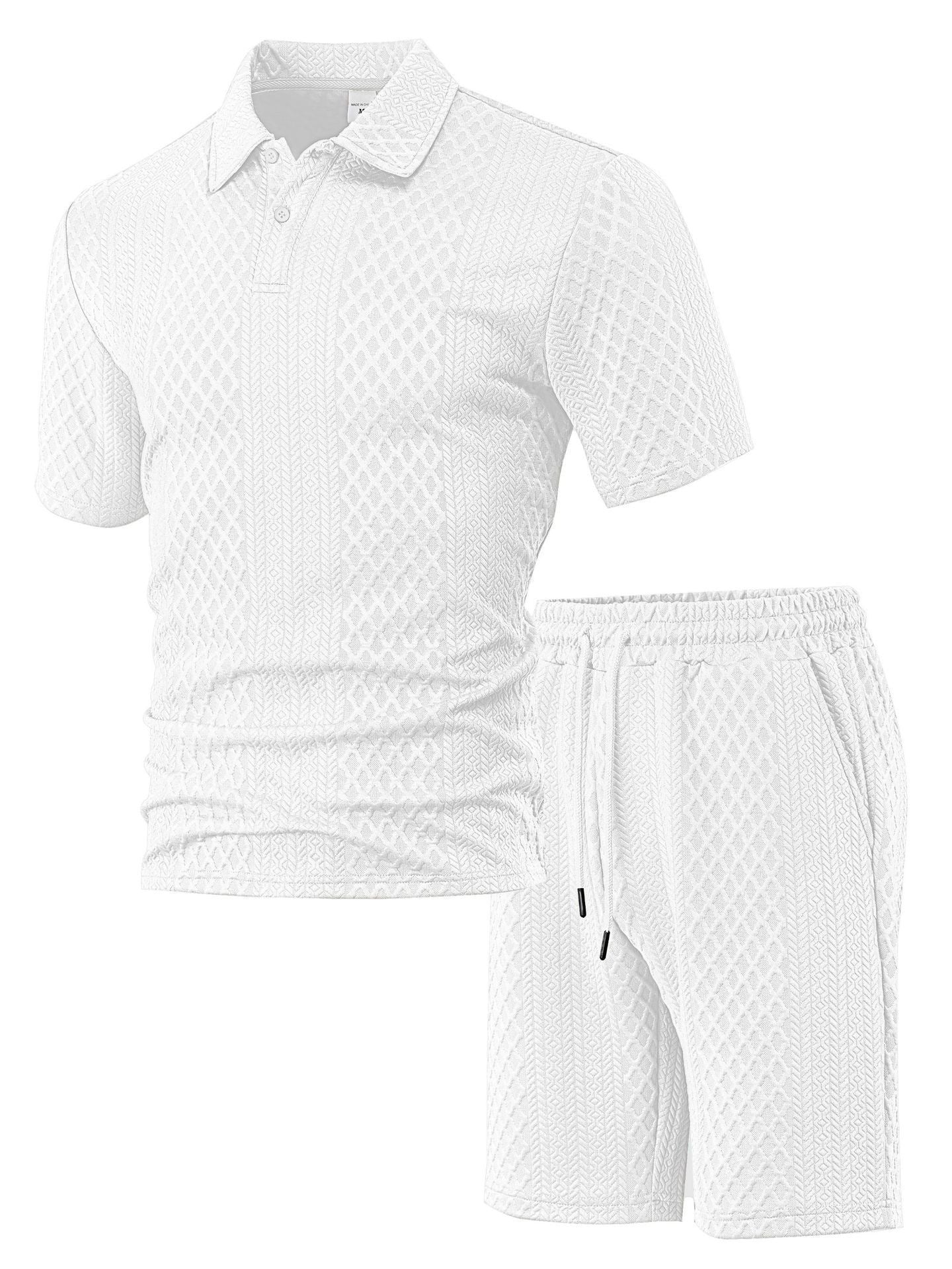 The Monaco Set - Textured jacquard polo and shorts