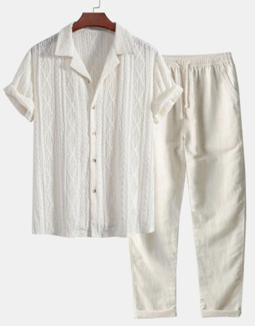 The Havana Set - Printed short-sleeve lapel shirt with matching trousers