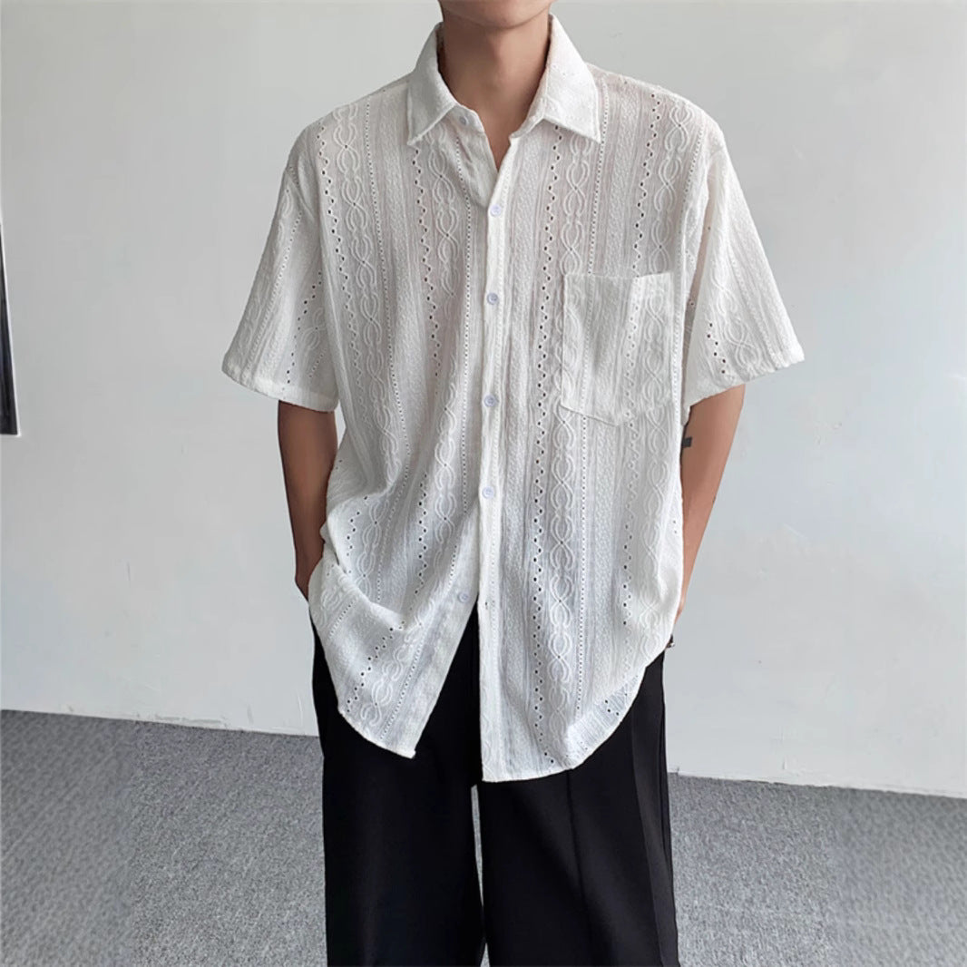 The Ischia Shirt - a textured, breathable weave with retro cut-out detailing