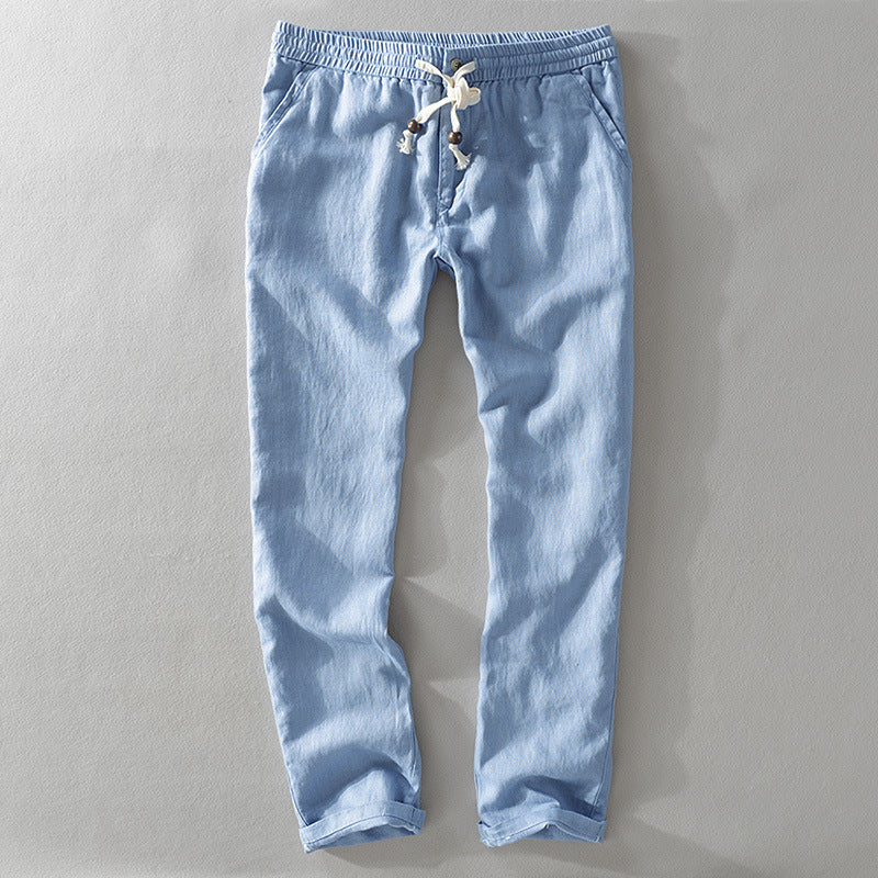 The Positano Pant - Pure Linen Drawstring Trouser, 100% linen, relaxed straight-leg fit with an easy drawstring waist