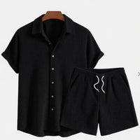 The Palermo Set - Relaxed lapel shirt and shorts in a breathable warm-weather weave 4