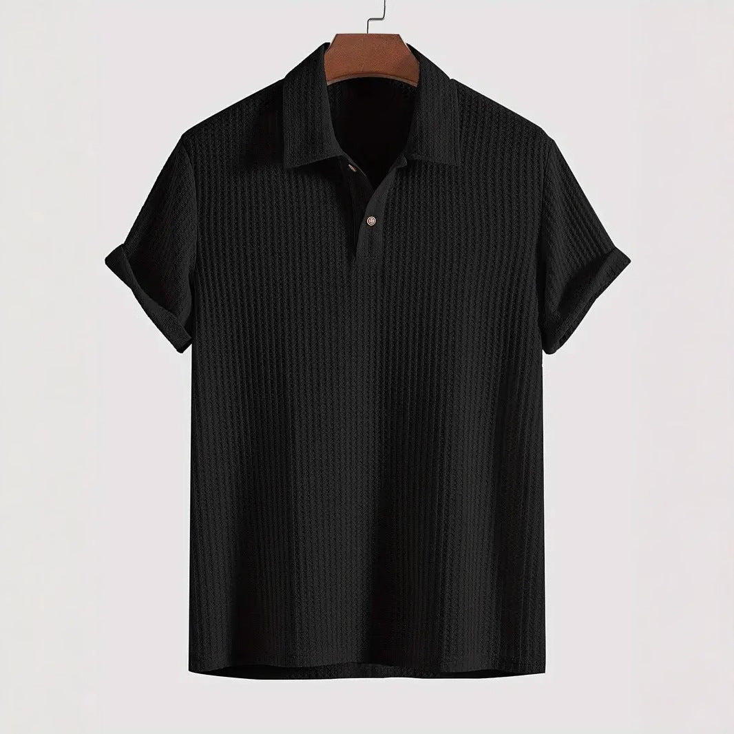 The Ambrose Polo - Diamond-textured knit with a relaxed lapel collar