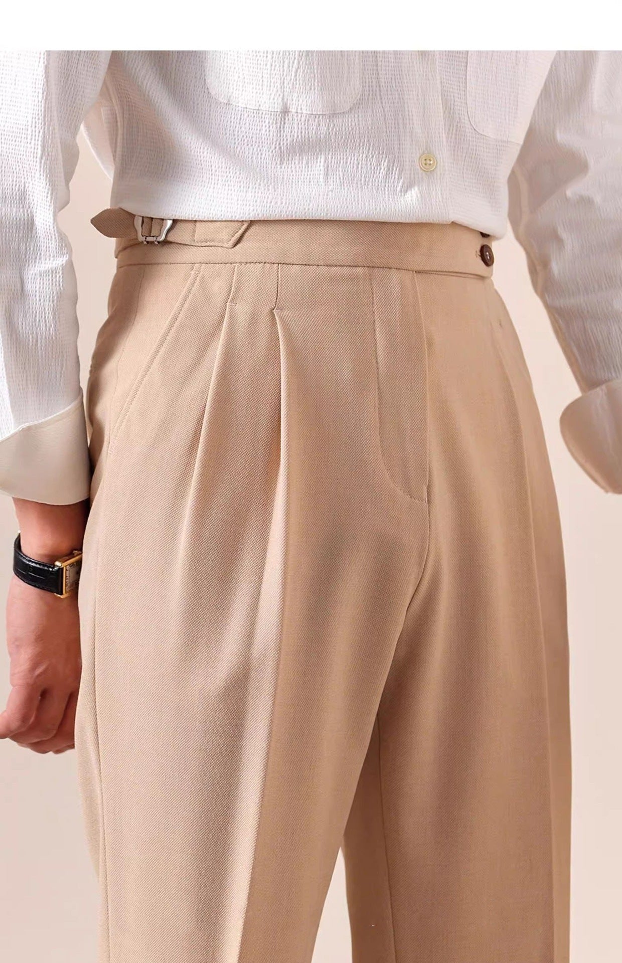 The Napoli Trouser - Neapolitan-inspired tailoring with a side-buckle waist and wrinkle-resistant finish